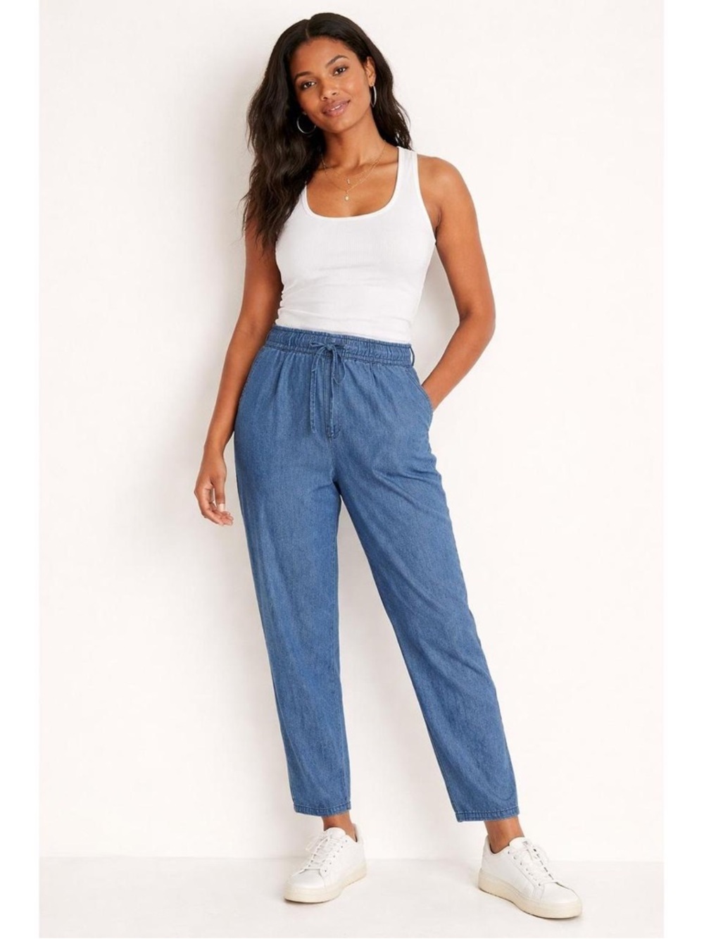 Old Navy Straight-Leg Billie Drawstring pull on trouser pants blue large